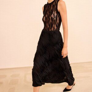 NWT ULLA JOHNSON Structured Amiko Midi Skirt Noir XS $850